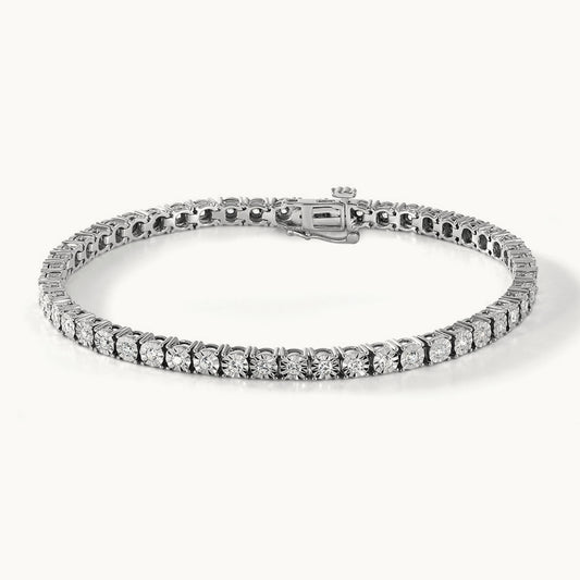 Gold-plated Tennis Bracelet, 1.00 ct tw Lab-Grown Diamond — Sterling Silver