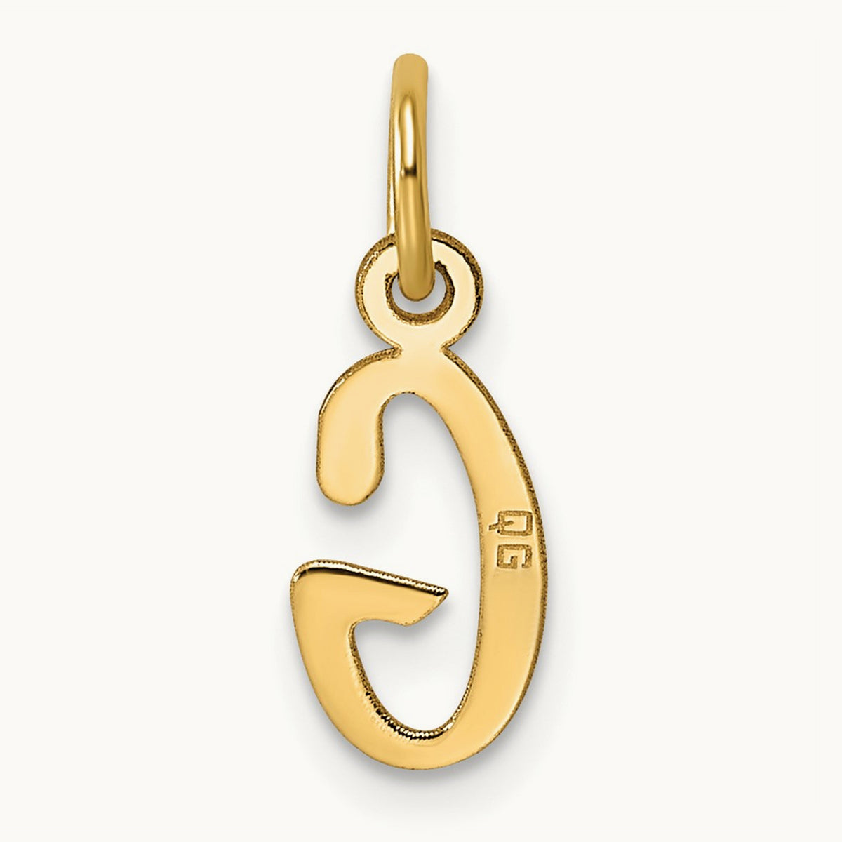 Small Slanted Block Initial Charm — 14K Yellow Gold, G