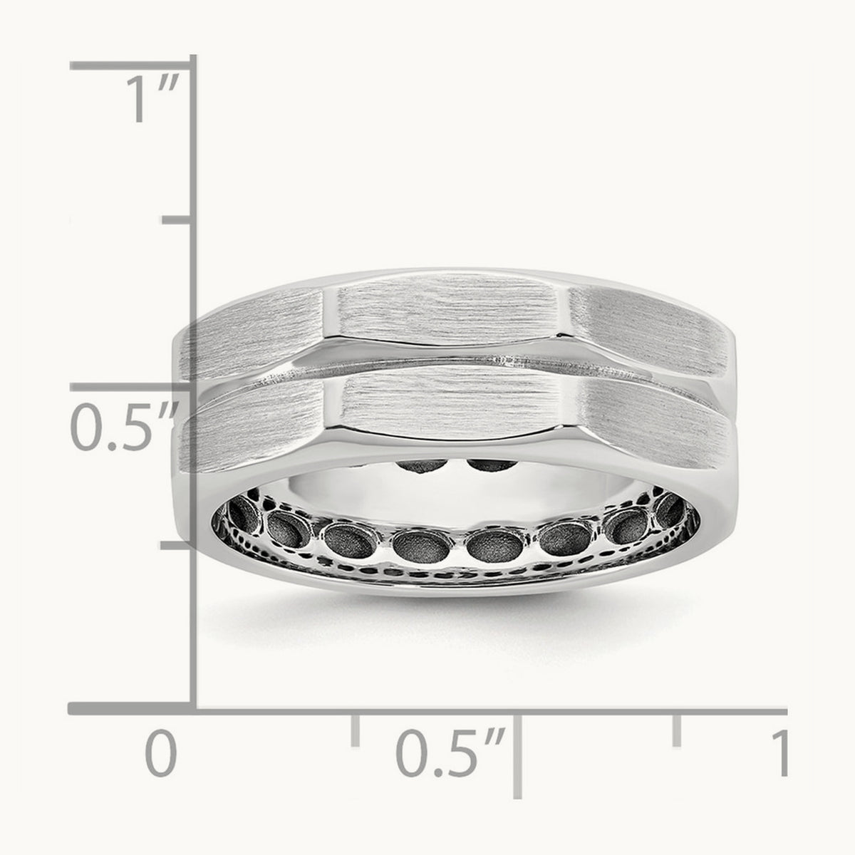 IB Goodman Men's Satin Octagonal Ring, 7.7mm, 14K Gold — 14K White Gold