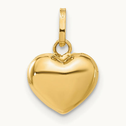 Polished 3-D Puffed Heart Pendant, 14K