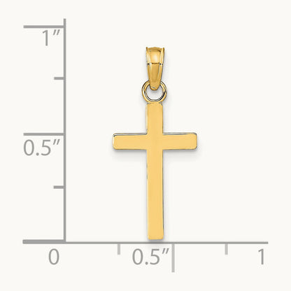 Polished Cross Pendant — 14K Yellow Gold