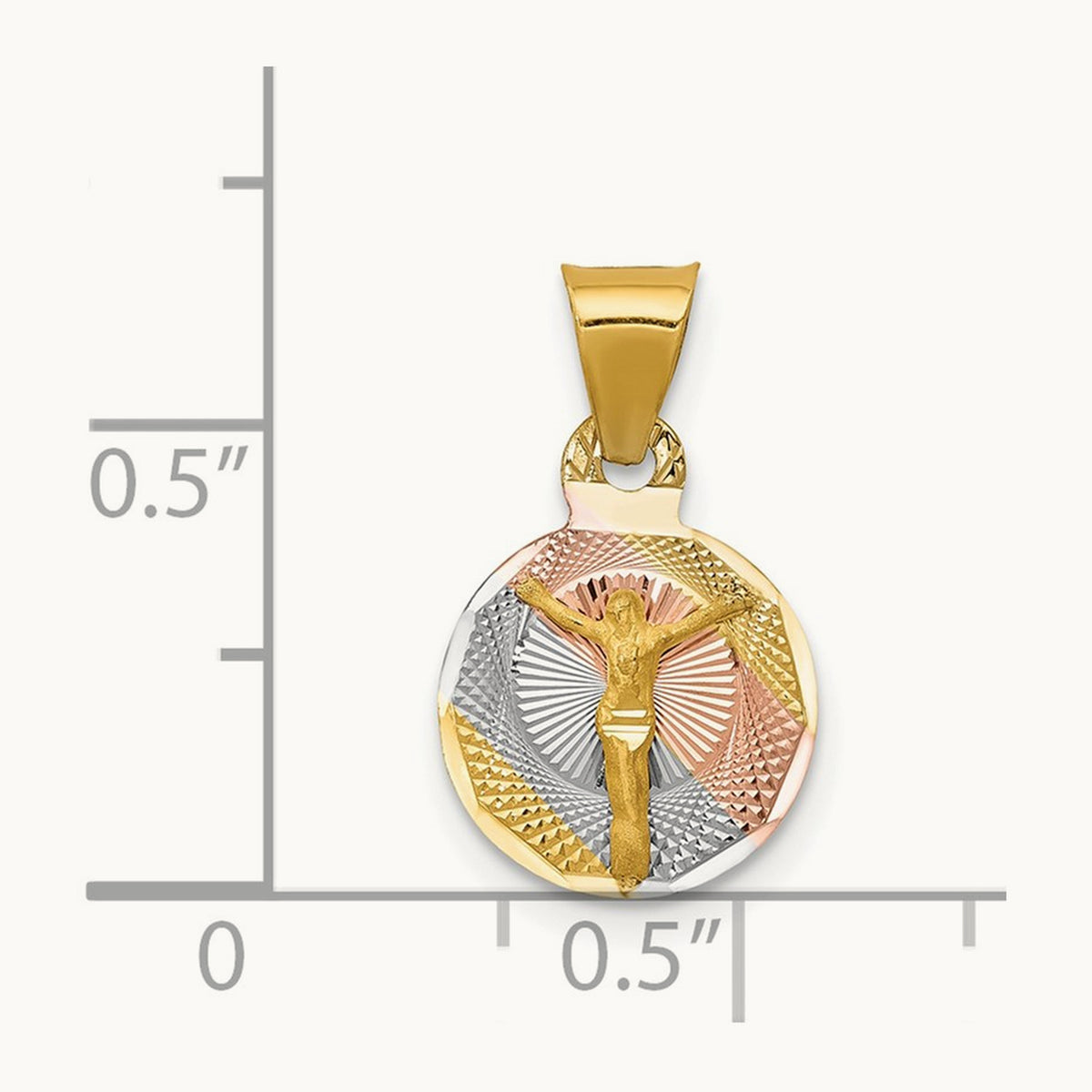 Diamond-cut Corpus Circle Pendant with rose and white rhodium — 17mm