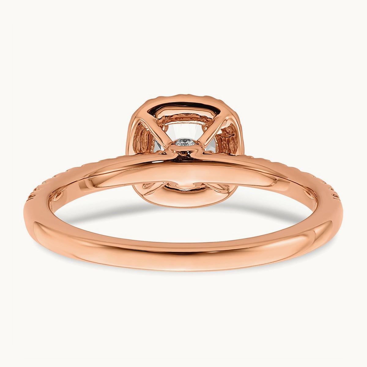 Round Halo Engagement Ring, 0.75-1.00 ct tw Lab-Grown Diamond — 3/4 ct, 14K Rose Gold, 7