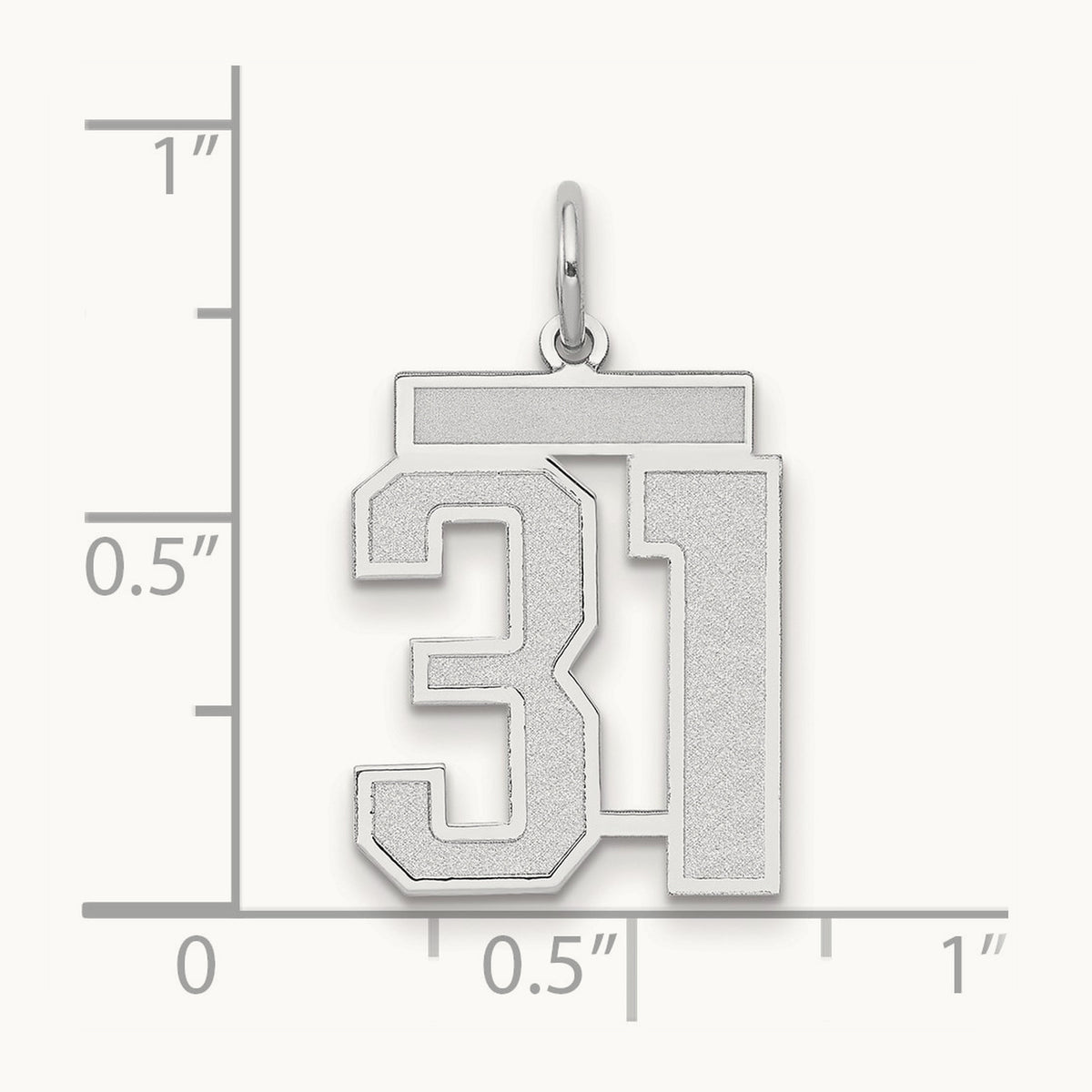 Medium Satin Number 31 Charm, 14K White Gold
