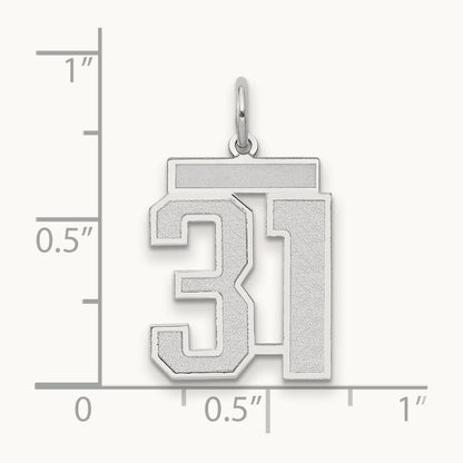 Medium Satin Number 31 Charm, 14K White Gold