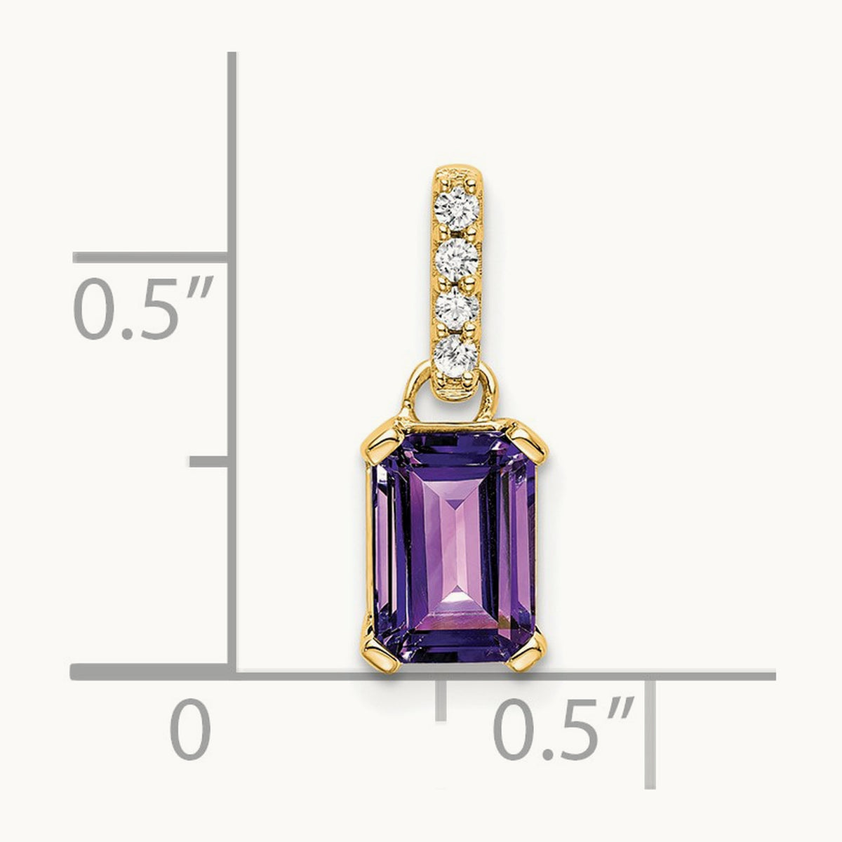 Amethyst and Diamond Pendant — 14K Yellow Gold