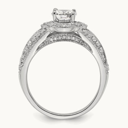 Polish Vintage Halo 1ct Oval Semi-Mount Dia Ring, 14K White