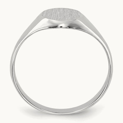 Childs Closed Back Signet Ring, 14K White Gold