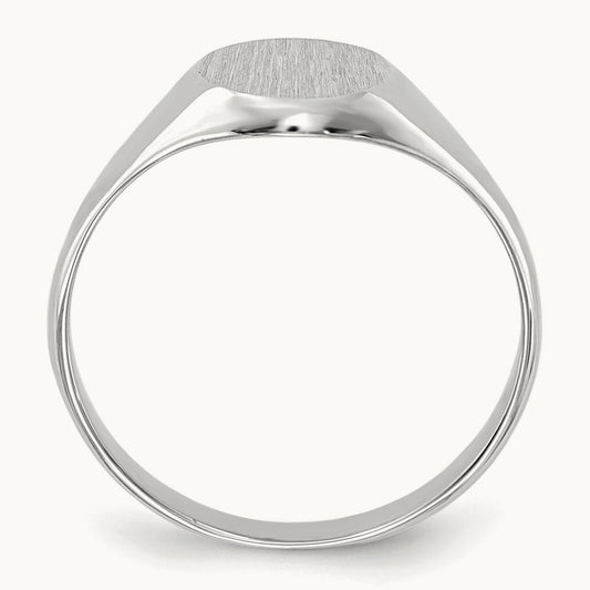 Childs Closed Back Signet Ring, 14K White Gold