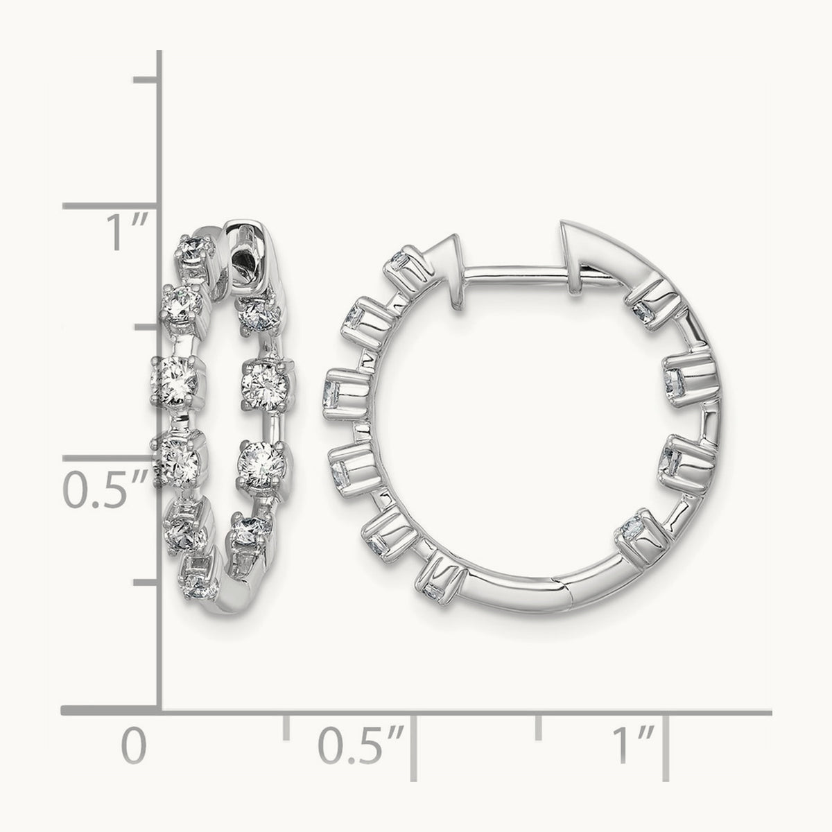 In/Out Hinged Hoop Earrings, 0.75 ct tw Lab-Grown Diamond — 14K White Gold