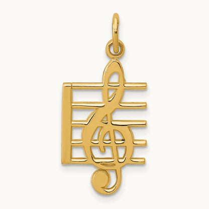 Musical Staff Charm, 14K
