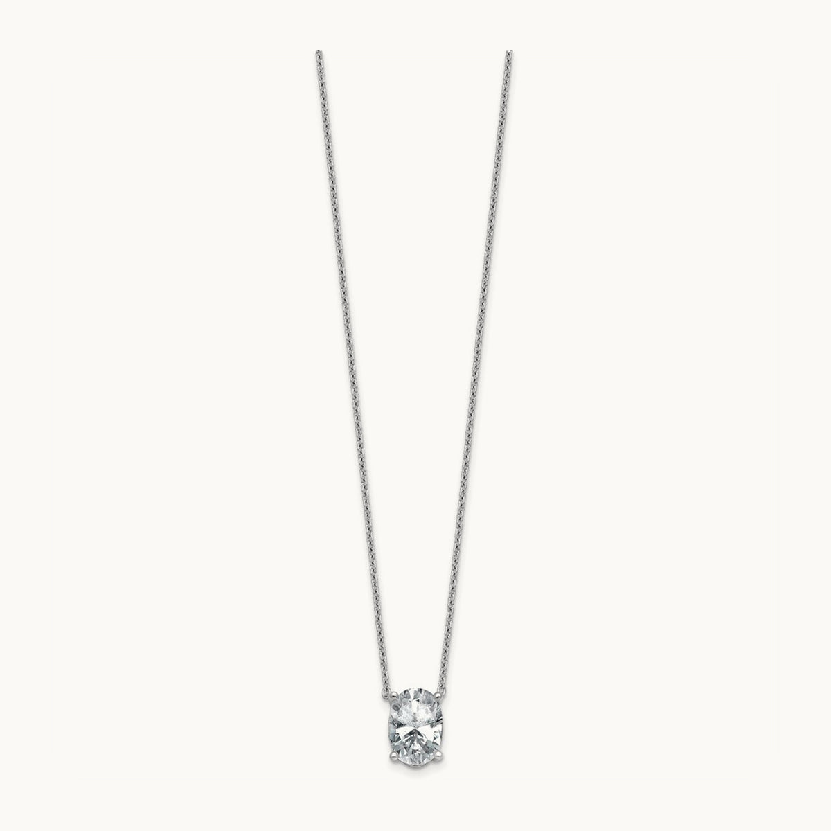 Oval Pendant Necklace, 0.25-4.00 ct tw Lab-Grown Diamond — 3 1/2 ct, 14K White Gold
