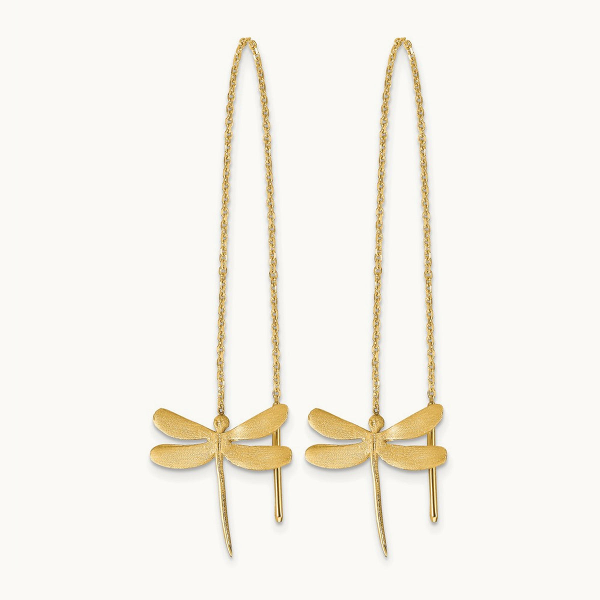 Polished Brushed Dragonfly Threader Earrings, 14K — Leslie's
