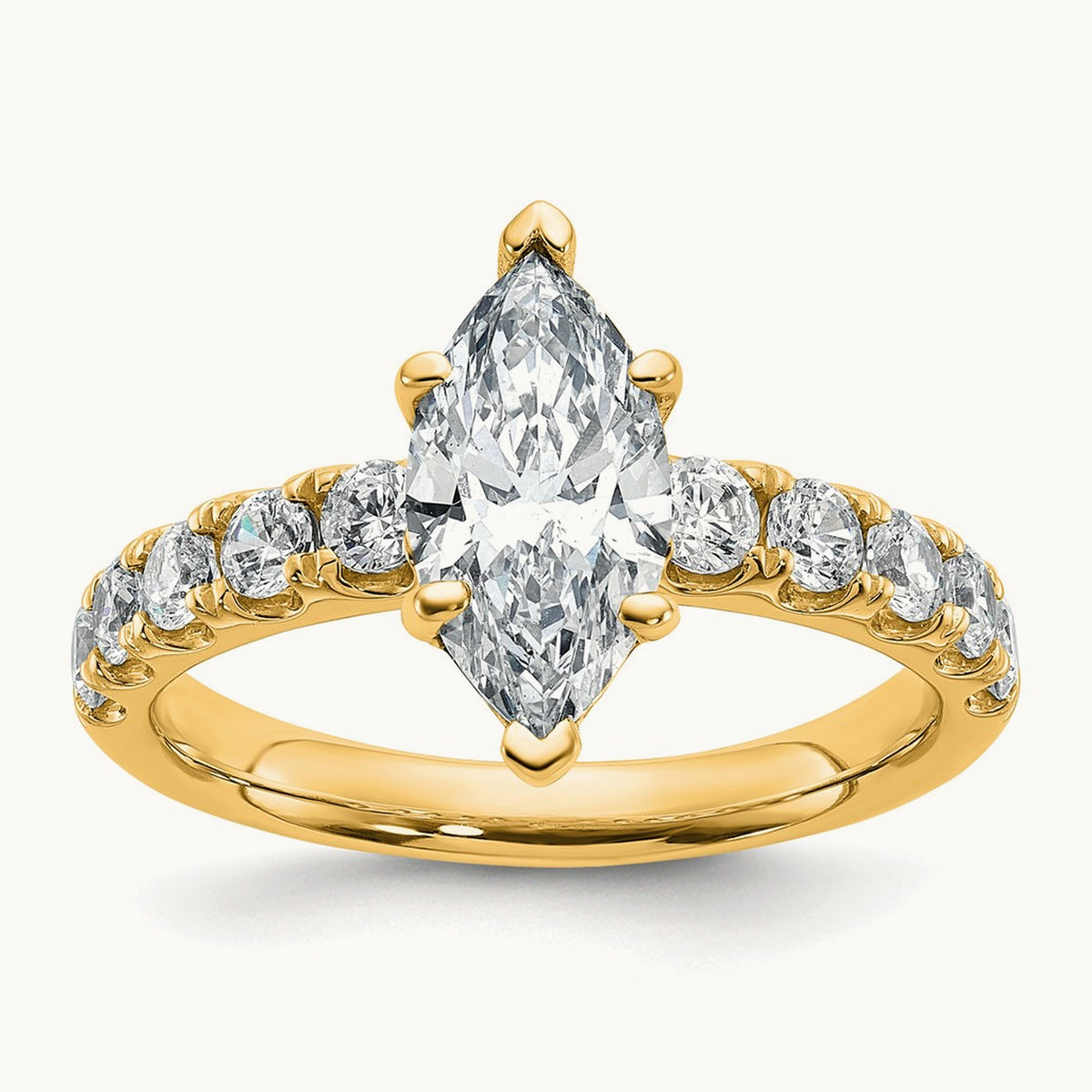Marquise Engagement Ring — 14K Yellow Gold, 2 1/5 ct, 7