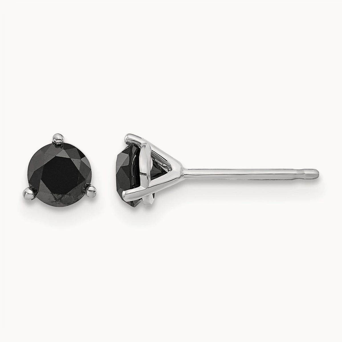3/4ct Black Diamond Stud Earrings, 14K White Gold