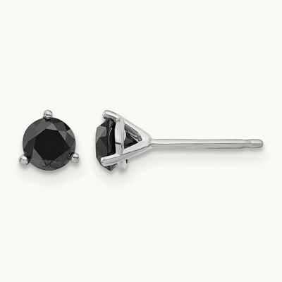 3/4ct Black Diamond Stud Earrings, 14K White Gold
