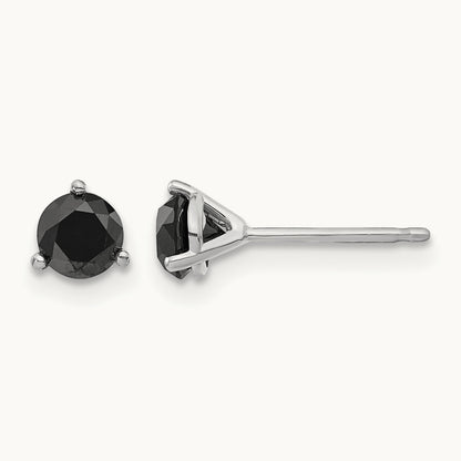 3/4ct Black Diamond Stud Earrings, 14K White Gold