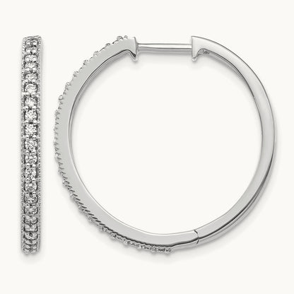 Hinged Hoop Earrings, 0.50 ct tw Lab-Grown Diamond — 14K White Gold
