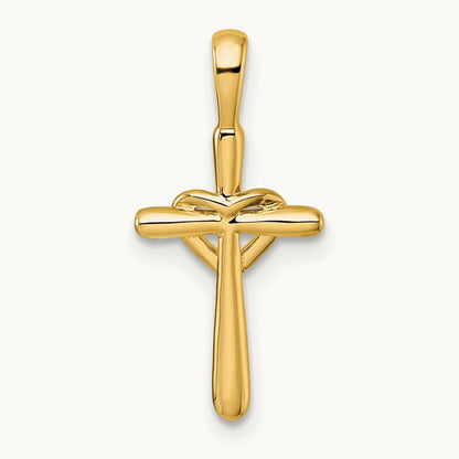 Diamond Cross w/Heart Pendant, 14K