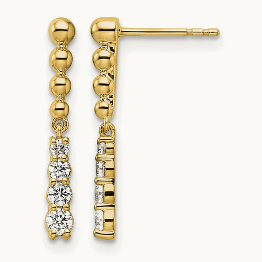 Beaded Bar Dangle Post Earrings, 0.25 ct tw Lab-Grown Diamond