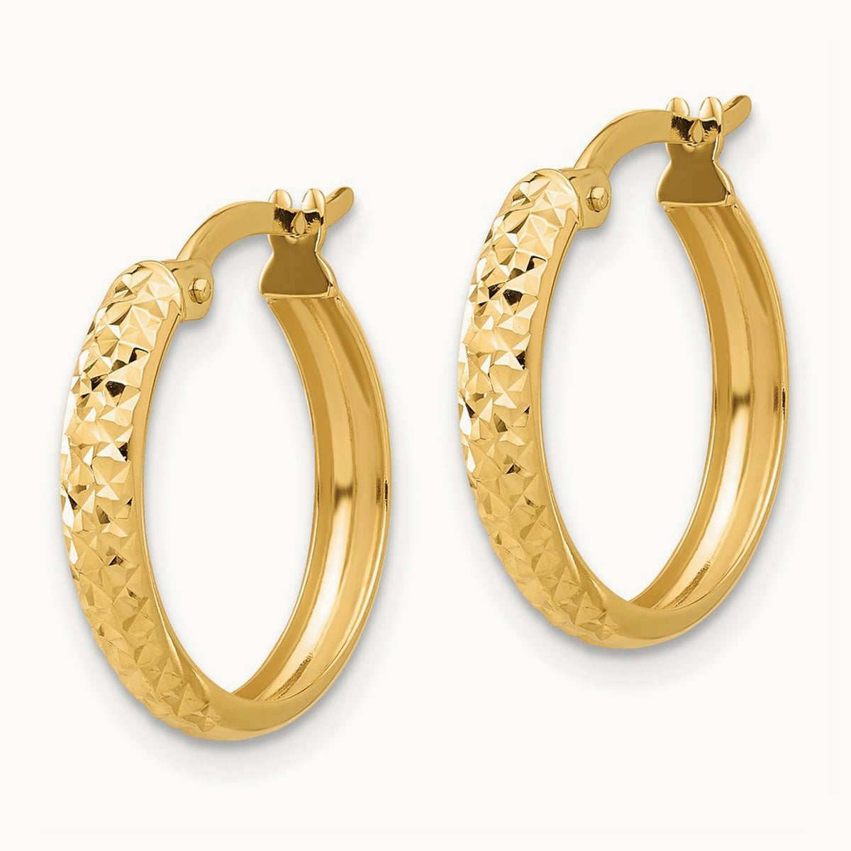 Polished and Diamond-cut Hoop Earrings — 19.6mm
