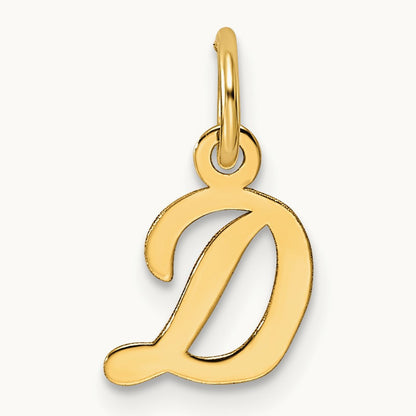 Small Script Letter D Initial Charm, 14K