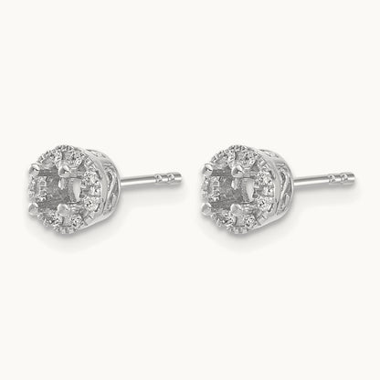 Diamond Semi-mount Stud Earrings, 14K White Gold