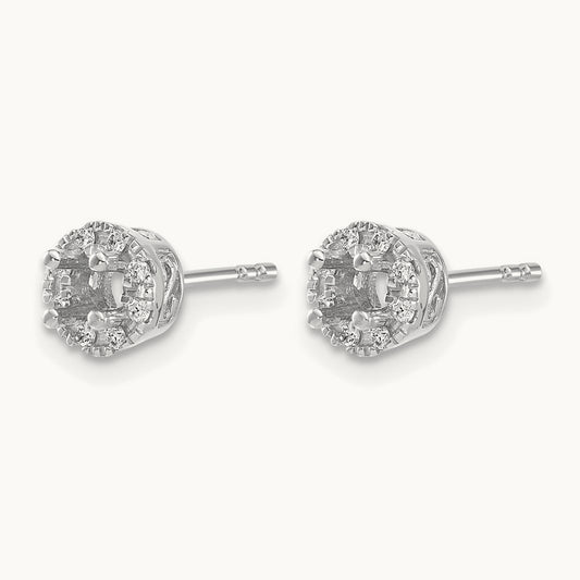 Diamond Semi-mount Stud Earrings, 14K White Gold