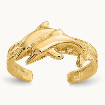 Dolphin Toe Ring, 14K