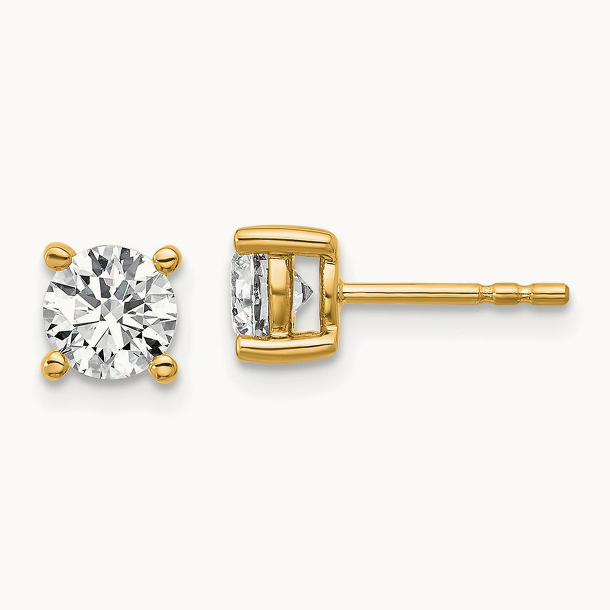 Round Lightweight Earrings, 0.25-6.00 ct tw Lab-Grown Diamond — 1 ct, 10K Yellow Gold