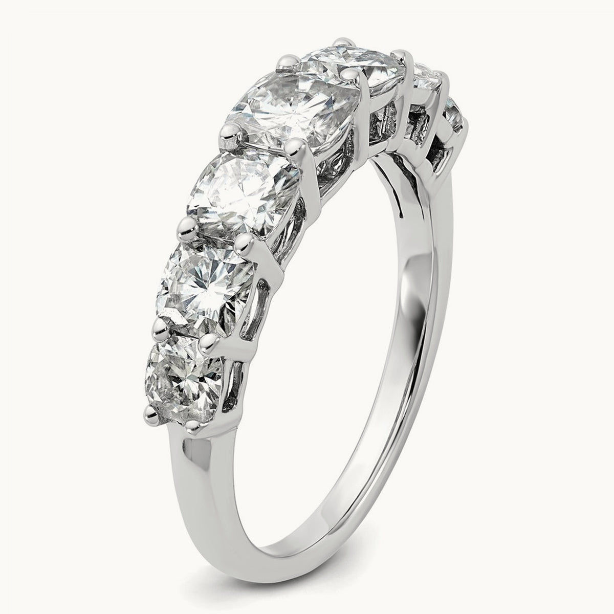 Cushion 7 Stone Band, 1.50-3.25 ct tw Lab-Grown Diamond — 2 3/8 ct, 14K White Gold