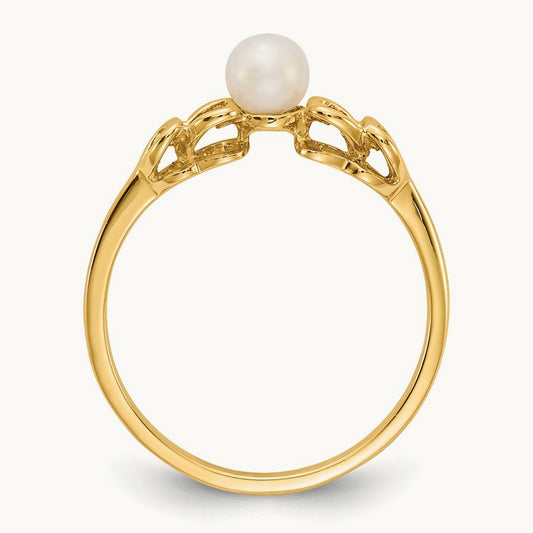 FW Cultured Pearl ring, 4mm, 14K White Gold