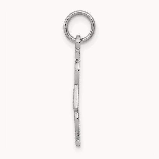 Polished #1 DAD Charm, 14K White Gold