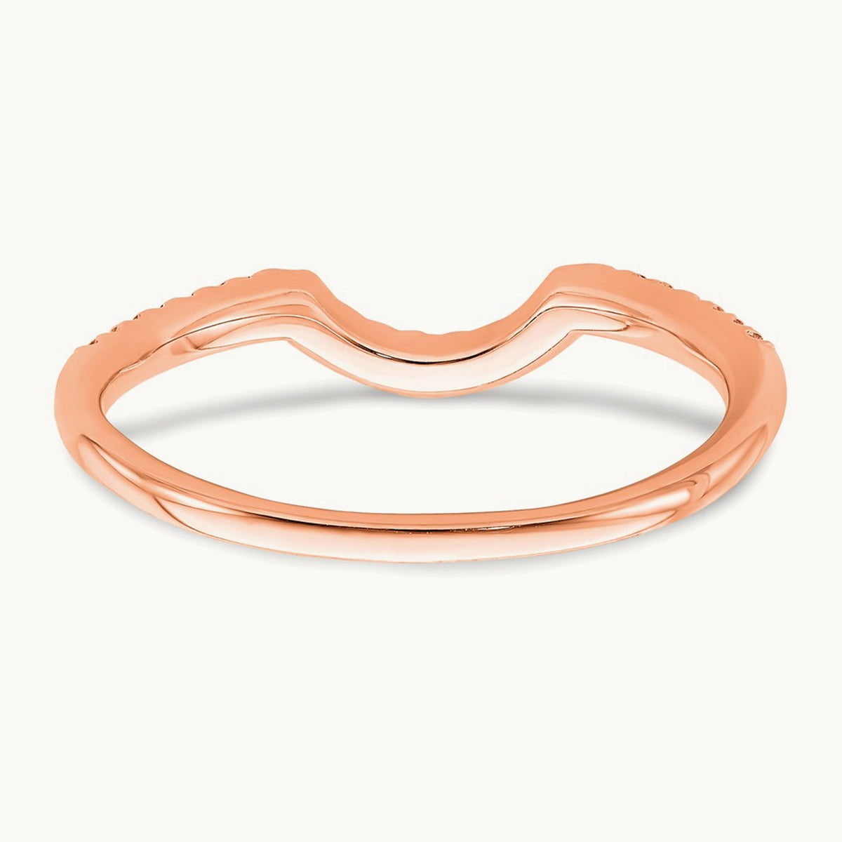 Diamond Contoured Wedding Band — 14K Rose Gold, 7