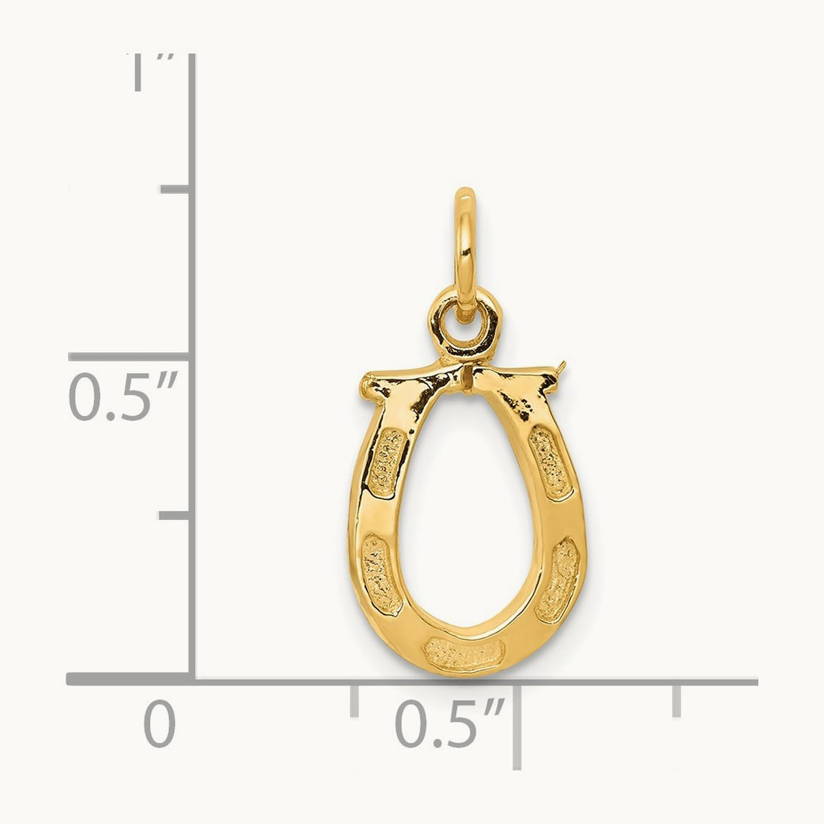 Solid Polished Horseshoe Charm — 14K Yellow Gold