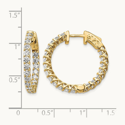Diamond Round Hoop w/Safety Clasp Earrings, 14K