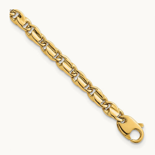 Polished Fancy Flat Link Bracelet, 4.5mm, 14K