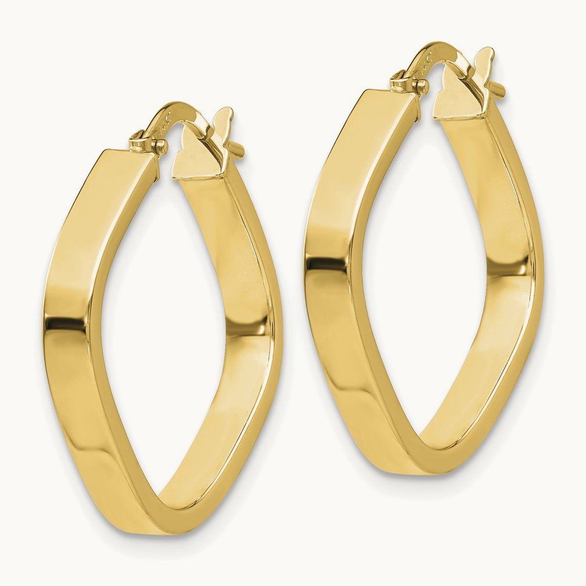 Flat Edge Square Hoop Earrings — 14K Yellow Gold