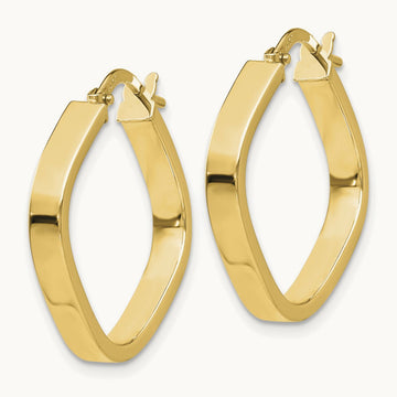Flat Edge Square Hoop Earrings — 14K Yellow Gold