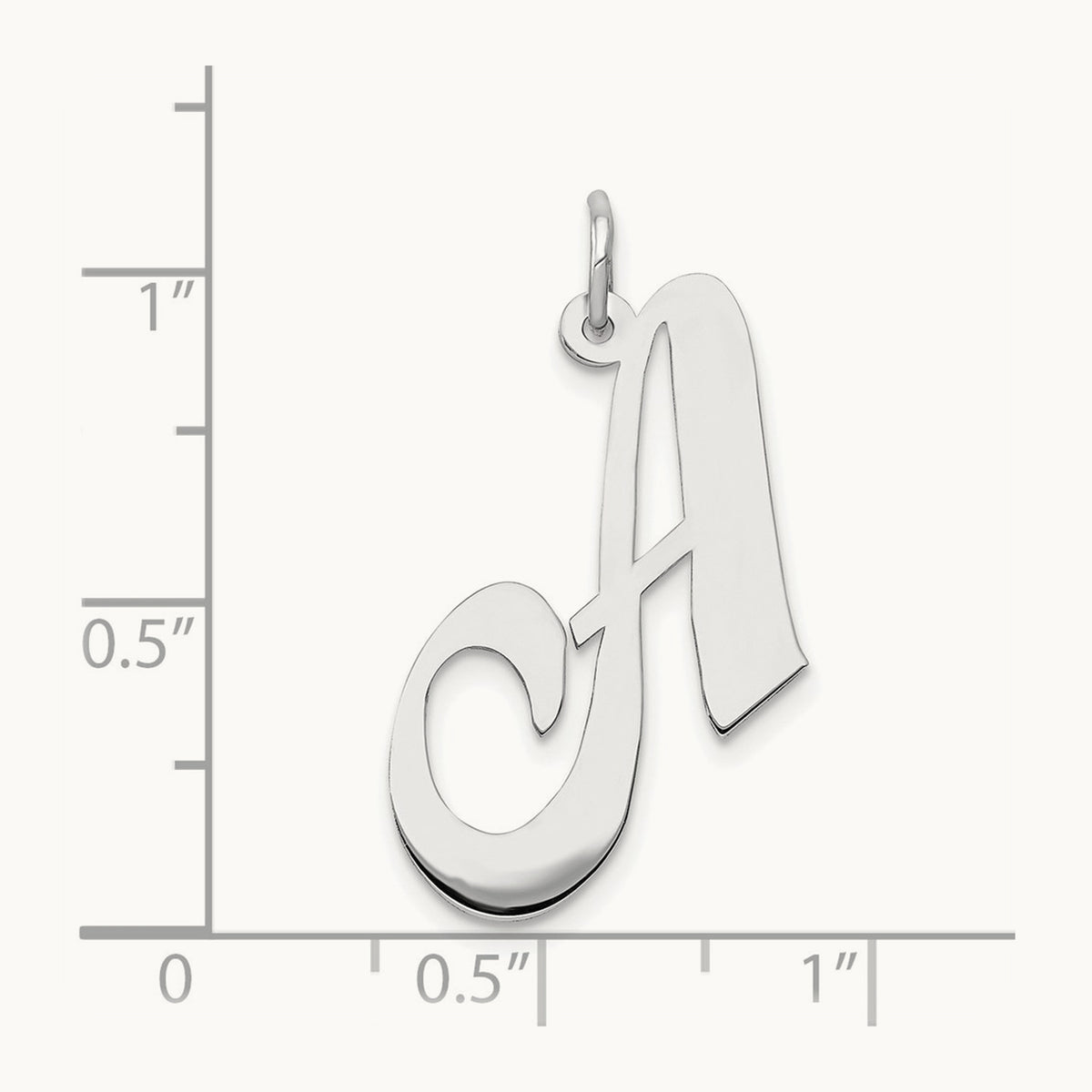 Large Fancy Script Initial Charm — 14K White Gold, A