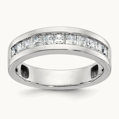 IBGoodman Men's Polished Square 11-Stone Diamond Ring, 14K White Gold