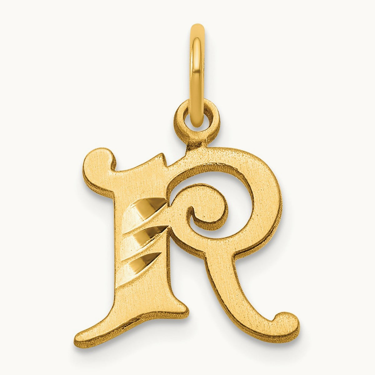 Diamond-cut Initial Charm — 14K Yellow Gold, R
