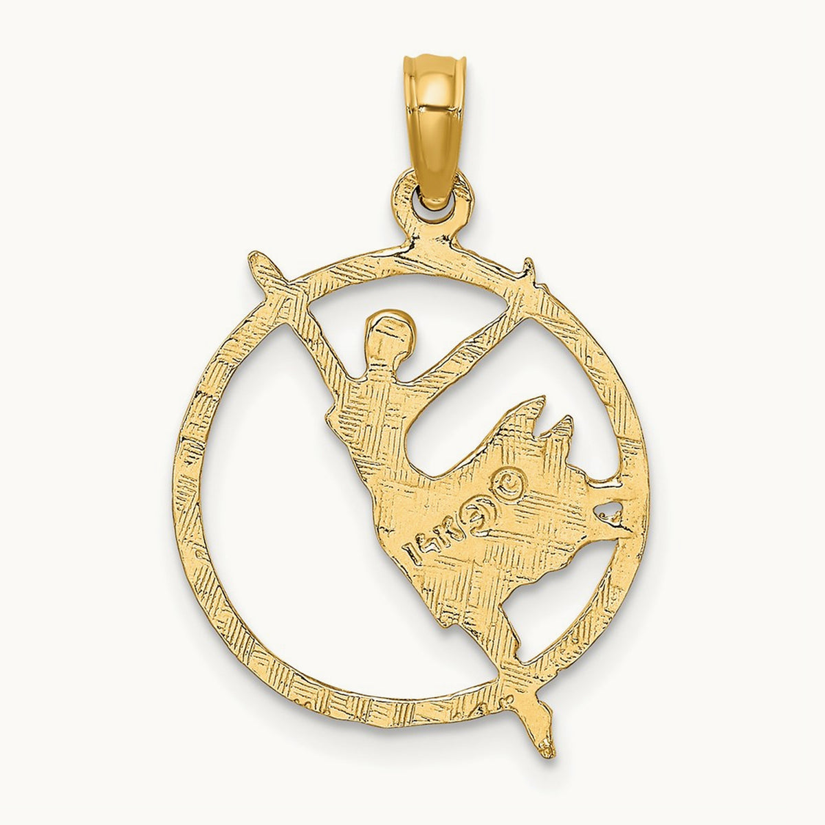 Dancer in Circle Frame Charm, 14K