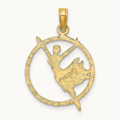 Dancer in Circle Frame Charm, 14K