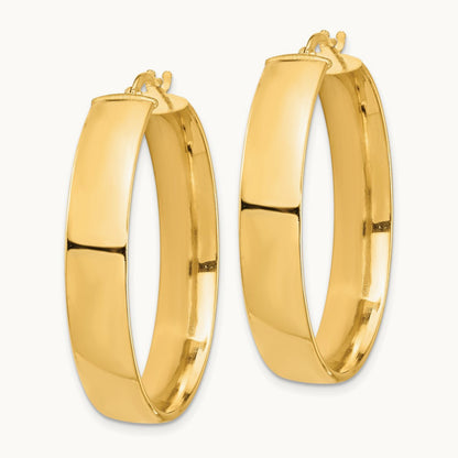 High Polished Hoop Earrings — 14K Yellow Gold