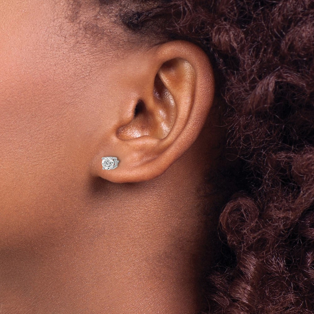 Round Diamond Stud Earrings — 14K White Gold, 0.96 ct tw