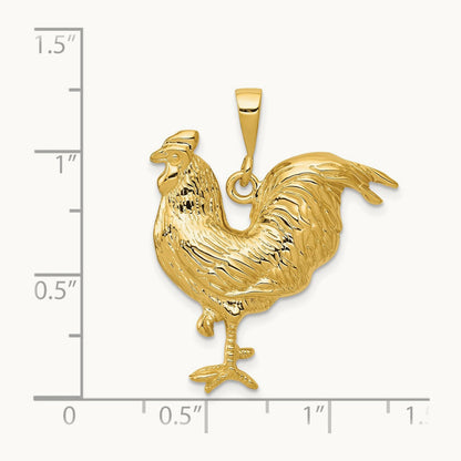 Solid Polished Open-Backed Rooster Pendant, 14K