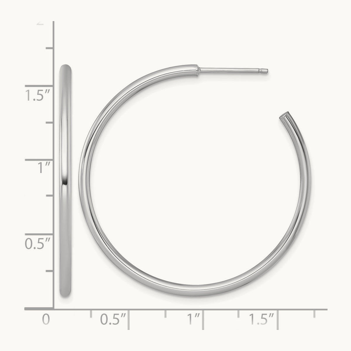 2.0 x Polished Post Hoop Earrings — 14K White Gold