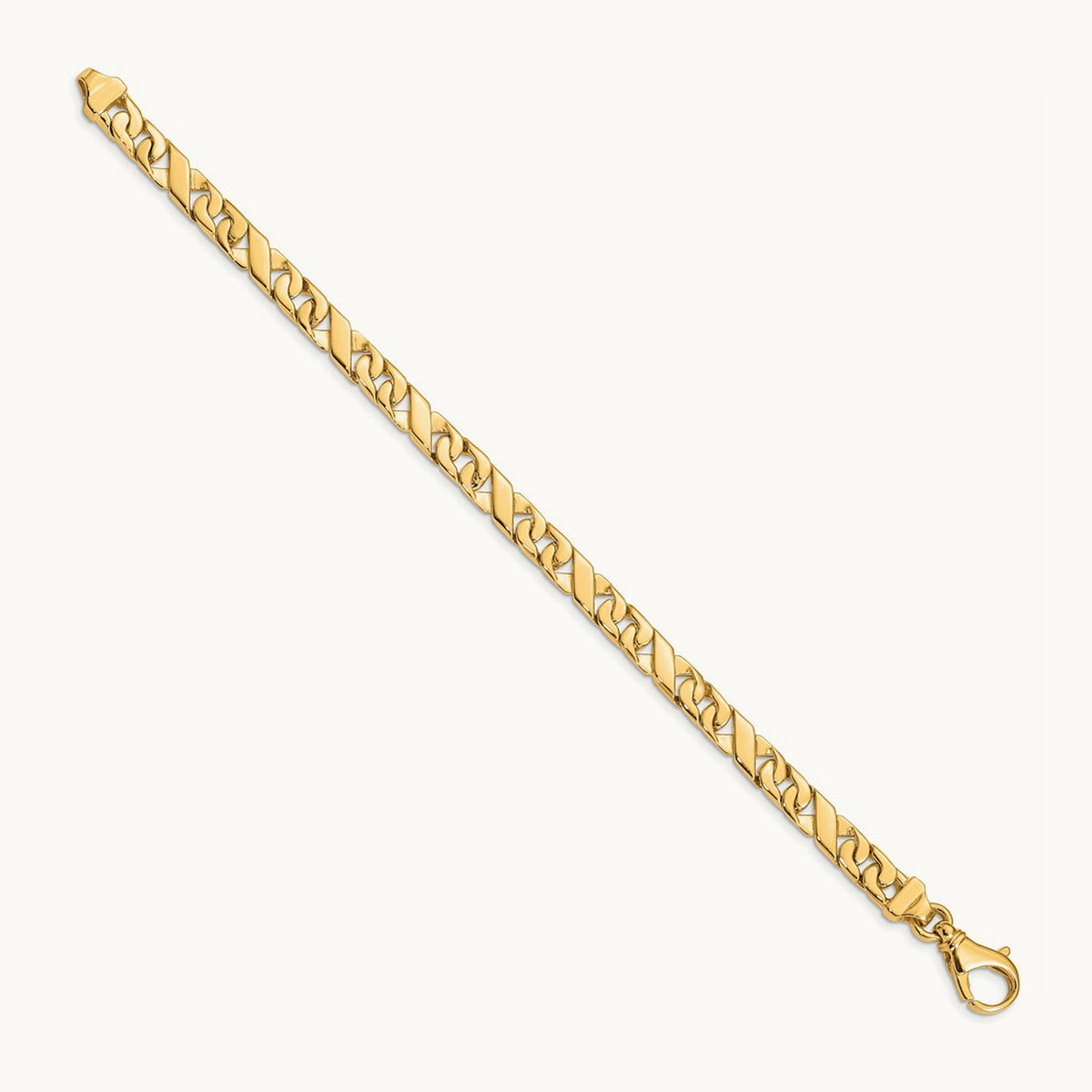 Hand-polished Fancy Link Bracelet, 6.7mm, 14K