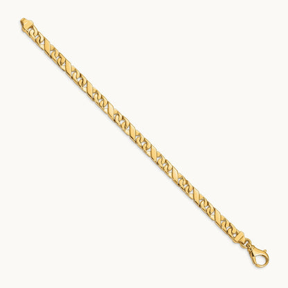 Hand-polished Fancy Link Bracelet, 6.7mm, 14K